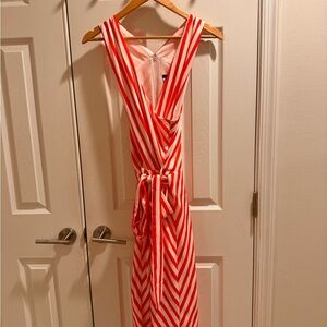 Ann Taylor Pink and White Crossover Sleeveless Sundress Size 12